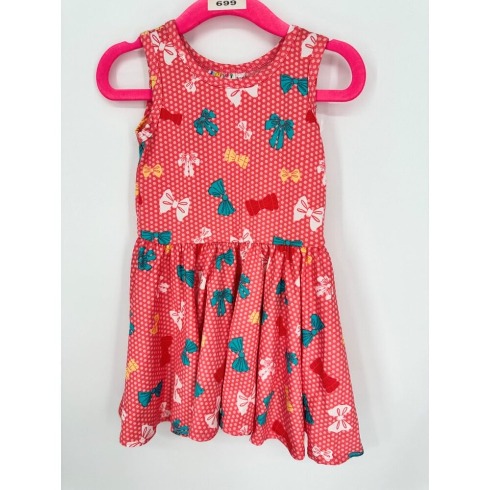 Dotdotsmile Girls Tank Dress Size 12/24 Months Pink with Multi Color Bows NWT